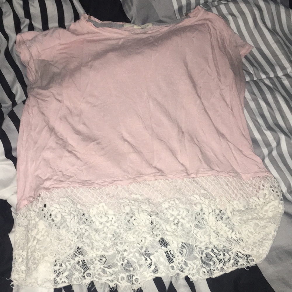 Pink lacy floral shirt